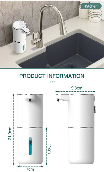 380ML Touchless Automatic Soap Dispenser – Foam & Gel, 4-Speed, IPX5 Waterproof