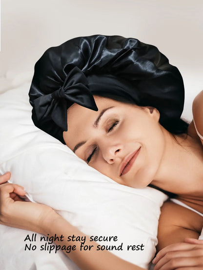 New Silk Bonnet For Sleeping Women Satin Bonnet Hair Bonnet Night Sleep Cap Scarf Wrap For Curly Hair With Tie Band For CurlyHat