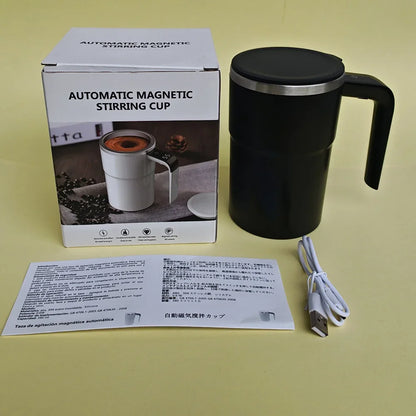 380ML Electric Self Stirring Mug Rechargeable Stainless Steel Automatic Mixing Cup with Magnetic Spinner for Coffee Milk Tea