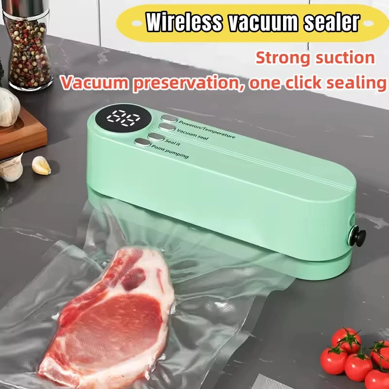 Wireless Vacuum Food Sealer – USB Rechargeable with Sealing & Suction
