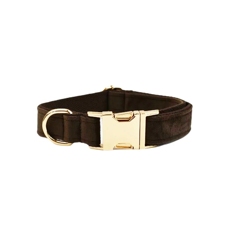 Personalised Velvet Dog Collar – Custom Engraved Name & ID Tag | Adjustable XS–XL