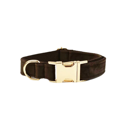 Personalised Velvet Dog Collar – Custom Engraved Name & ID Tag | Adjustable XS–XL
