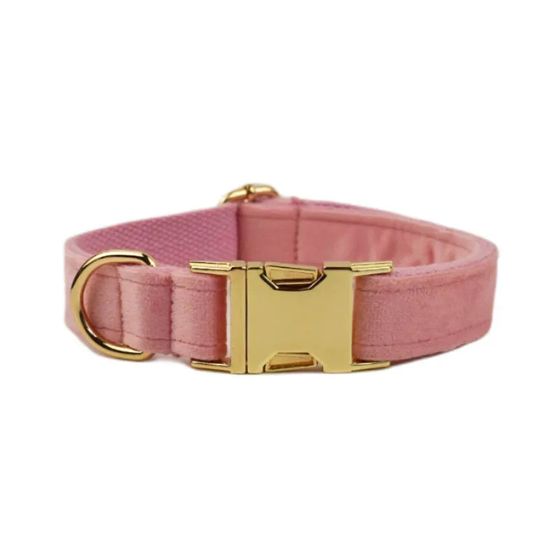 Personalised Velvet Dog Collar – Custom Engraved Name & ID Tag | Adjustable XS–XL