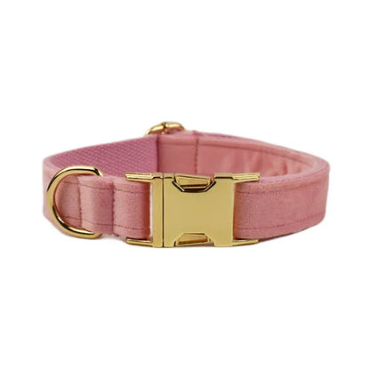 Personalised Velvet Dog Collar – Custom Engraved Name & ID Tag | Adjustable XS–XL