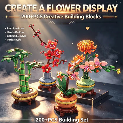 Bouquet Blossom Building Blocks Set Creative DIY Flower Toys for Kids and Adults Perfect for Holiday Party Decorations and Gifts