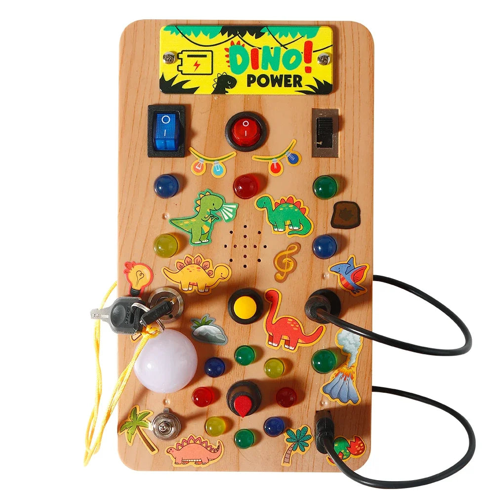 Montessori Busy Board Sensory Toy with LED Light Simulation Switch Control Board Jigsaw Early Education Learning Children's Game