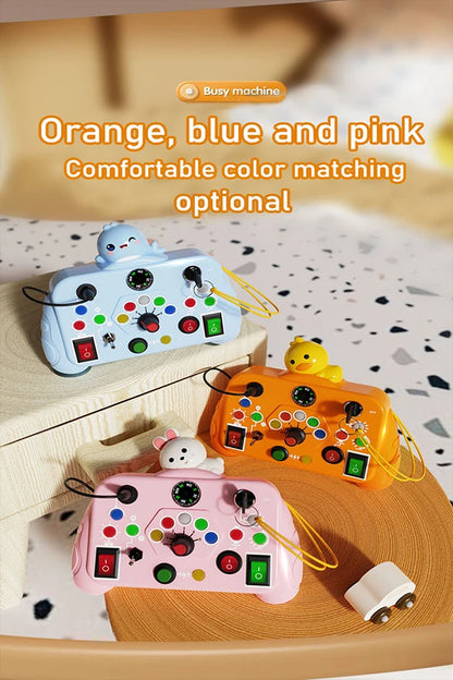 Montessori Busy Board Toy with Light Switch Control, Fine Motor Skill Educational STEM Game, Perfect Travel & Gift for Toddlers