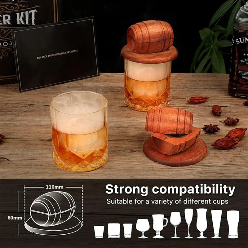 Whiskey Smoker Kit With 4 Flavors Wood Chips Wooden Barrel Design Infuser For Old Fashioned Bourbon Perfect Holiday Gift For Men
