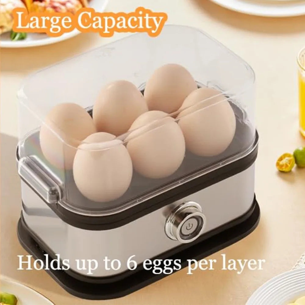 200W Smart Egg Cooker – 6-Egg Capacity with Auto Shut-Off & Stainless Steel