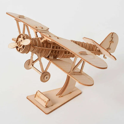 DIY 3D Wooden Puzzle for Assembly Puzzle Laser Cutting Sailing Ship Biplane Steam Locomotive Train Toy DIY Kit for