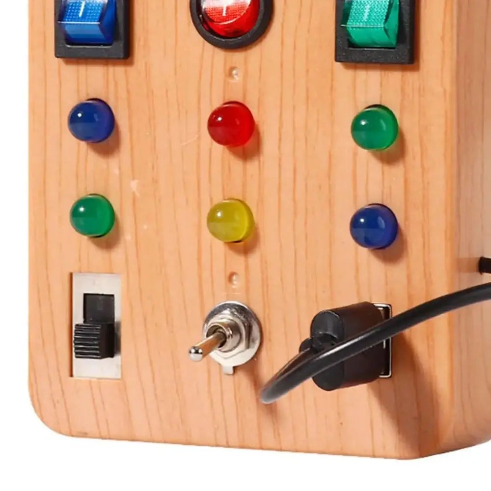 Montessori Toddler Busy Board Electronic LED Light Switch Kids' Activity Board Cartoon Sticker Safe Children's Busy Board Infant
