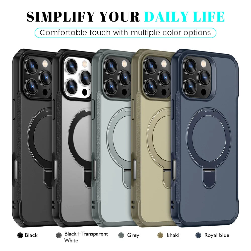 MagSafe Magnetic Fold Stand Phone Case – Shockproof Bumper Cover | iPhone 11 to 17 Pro Max