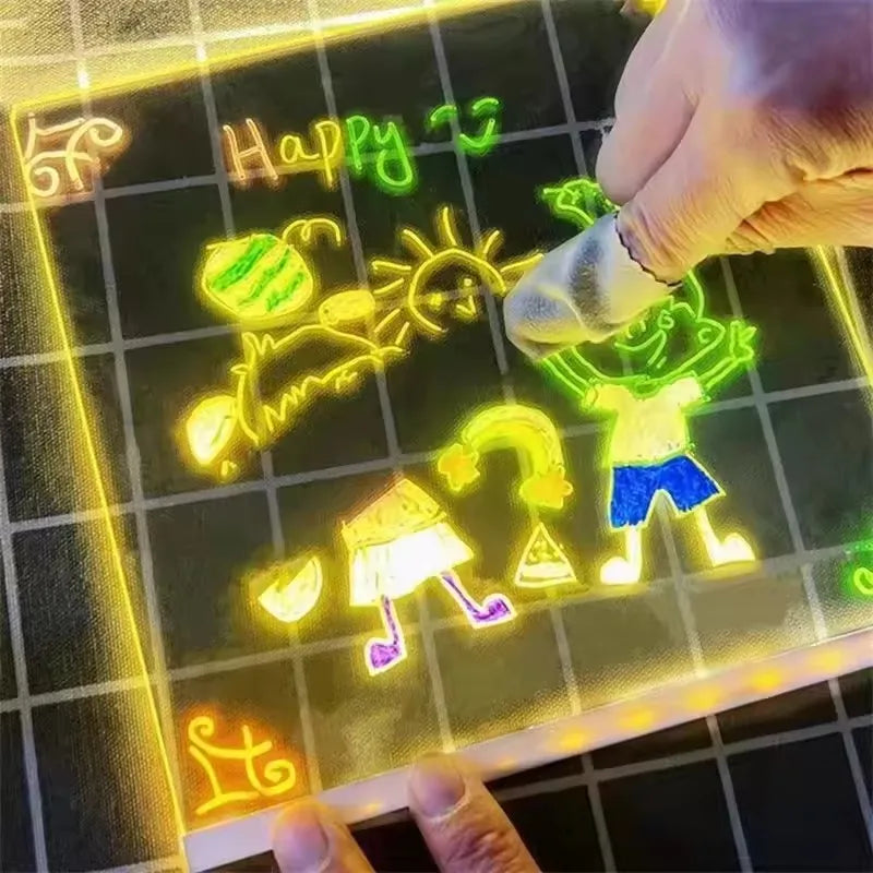 LED Drawing Board Acrylic Message Board Erasable USB Drawing Board Birthday Gift Advertising for Creative Activities with Stand